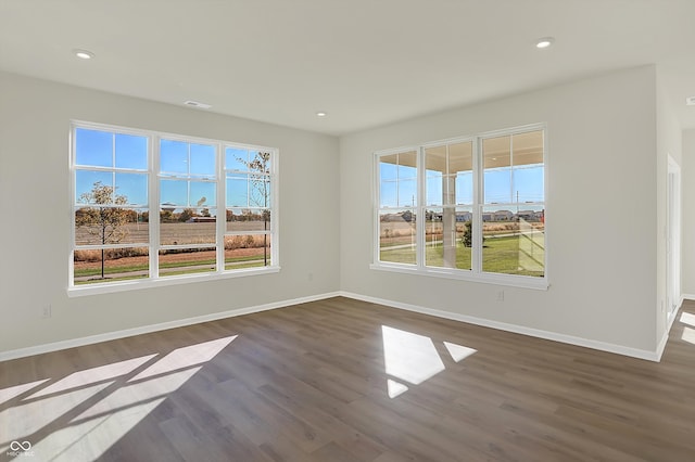 spare room with dark wood-type flooring