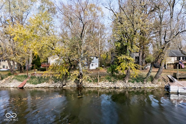 view of dock featuring a water view