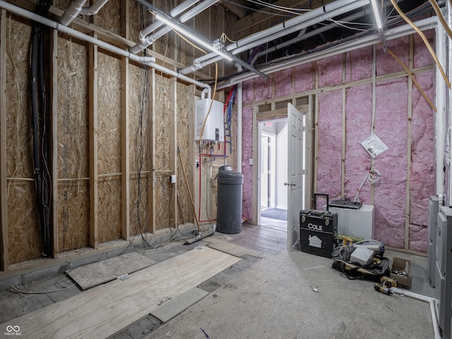 basement with water heater