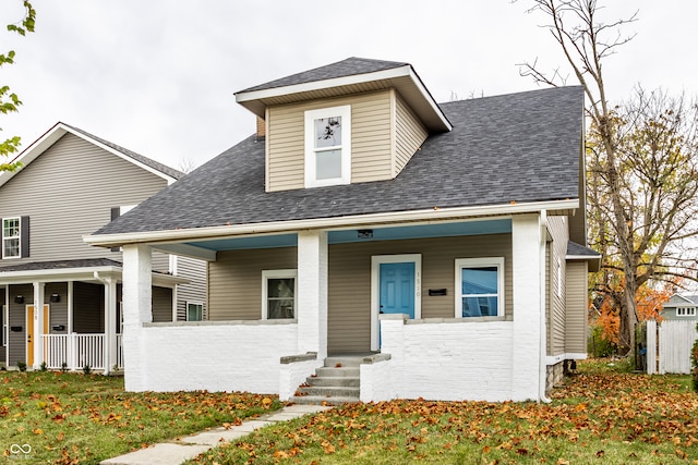 view of front facade featuring covered porch