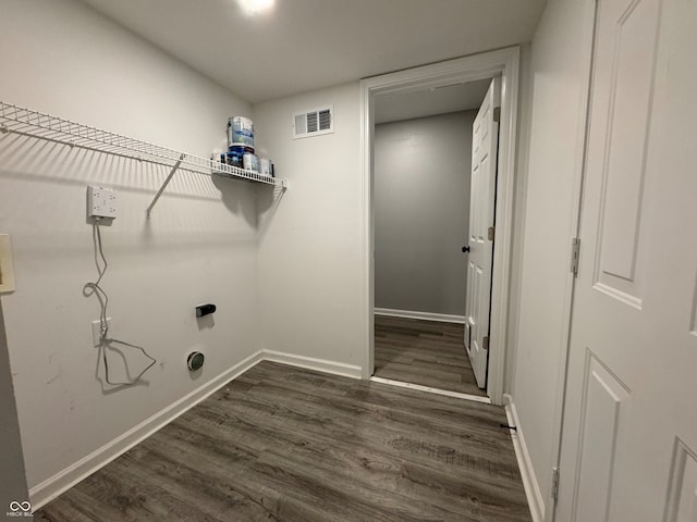 washroom with dark hardwood / wood-style flooring