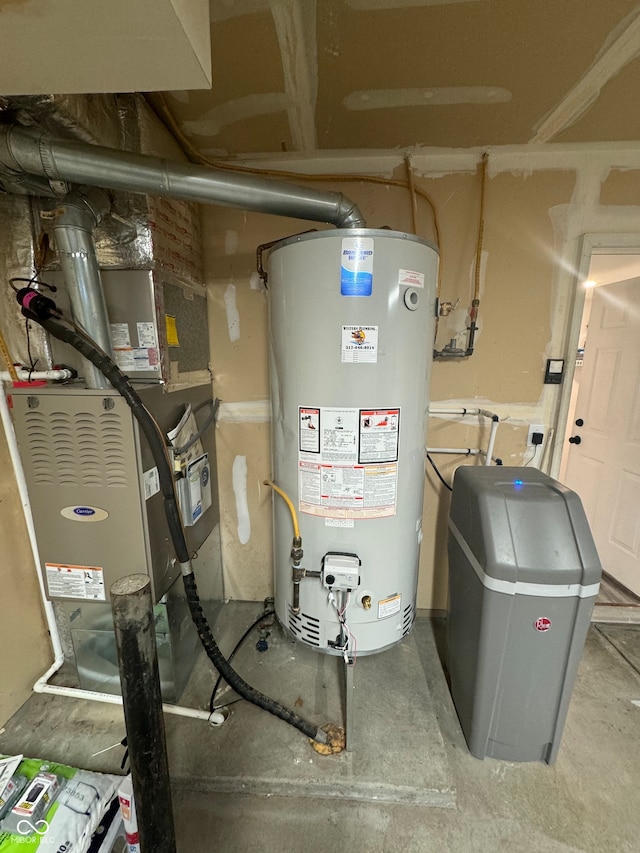 utilities featuring gas water heater and heating unit