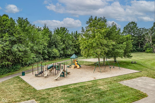 view of play area with a lawn