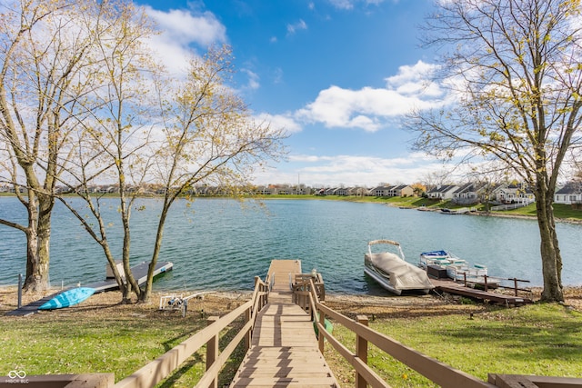 view of dock featuring a water view