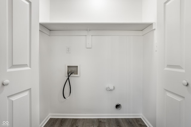 clothes washing area featuring hookup for an electric dryer, dark hardwood / wood-style floors, and hookup for a washing machine