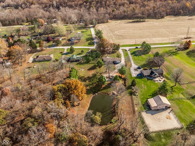 aerial view featuring a rural view