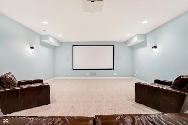 view of carpeted home theater room