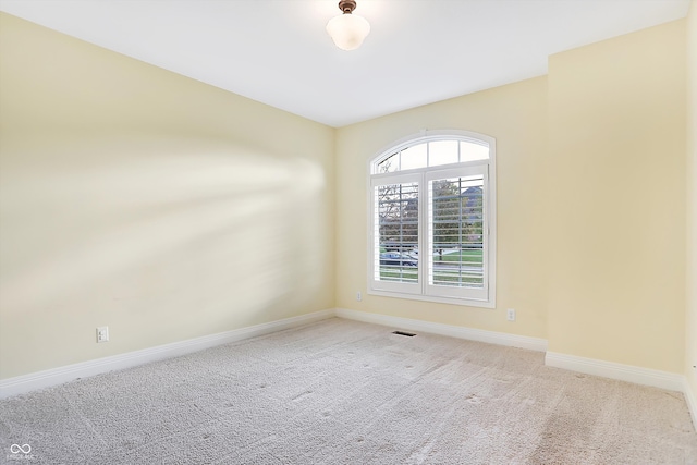 spare room featuring light carpet