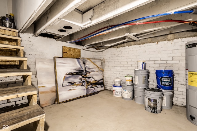 basement with electric water heater