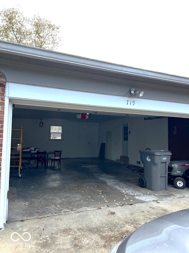 garage with a garage door opener