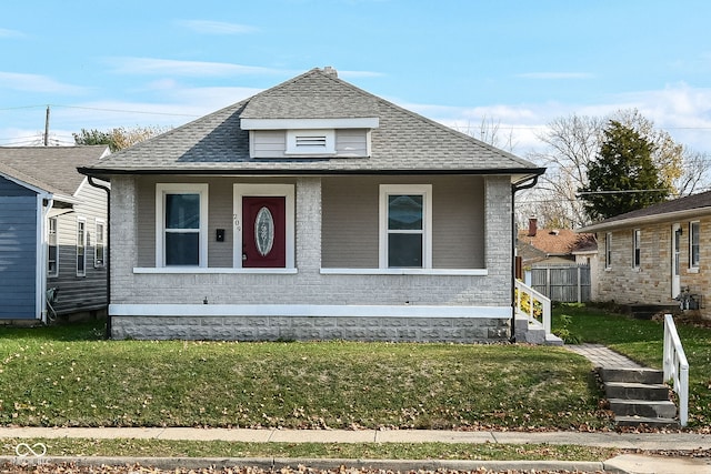 bungalow with a front lawn