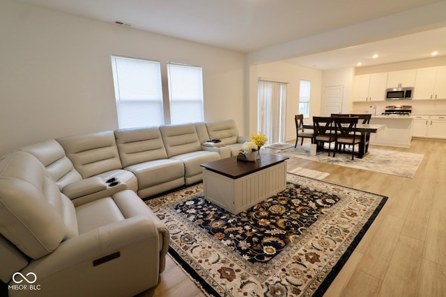 living room featuring light hardwood / wood-style flooring