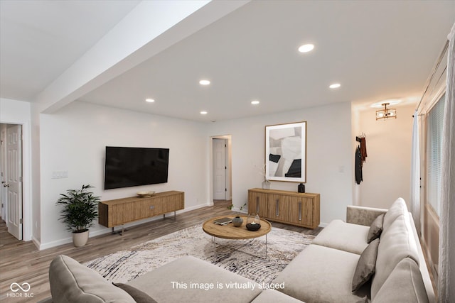 living room featuring light hardwood / wood-style flooring