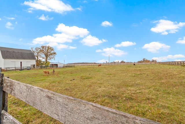 view of yard with a rural view