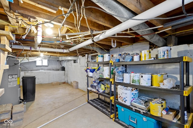 basement with water heater