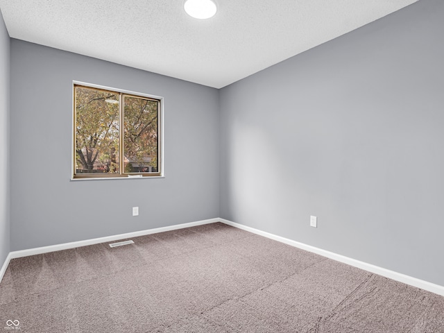 carpeted spare room featuring a textured ceiling