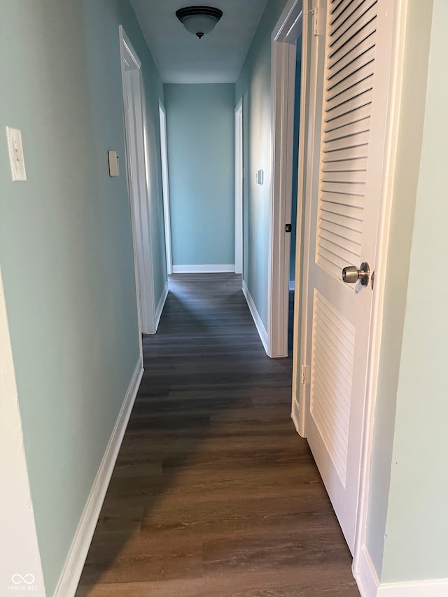 hallway with dark hardwood / wood-style floors