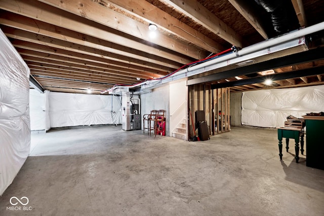 basement with heating unit