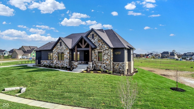 view of front of property with a front lawn