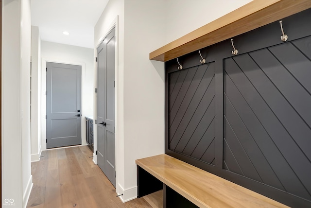 mudroom featuring light wood-type flooring