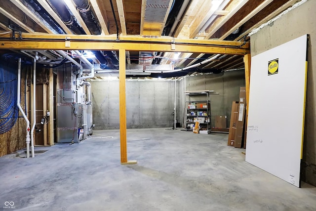 basement with heating unit