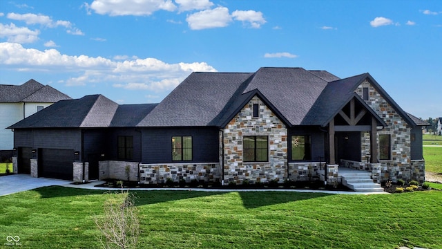 view of front of house with a garage and a front yard