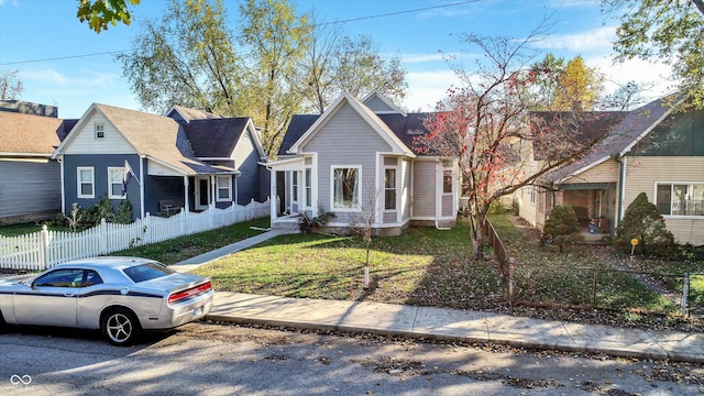 bungalow with a front lawn