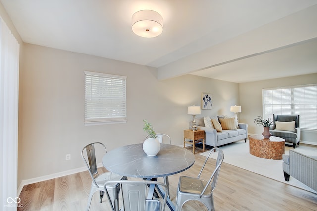 dining area with light wood-type flooring