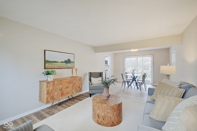 living room featuring light hardwood / wood-style flooring