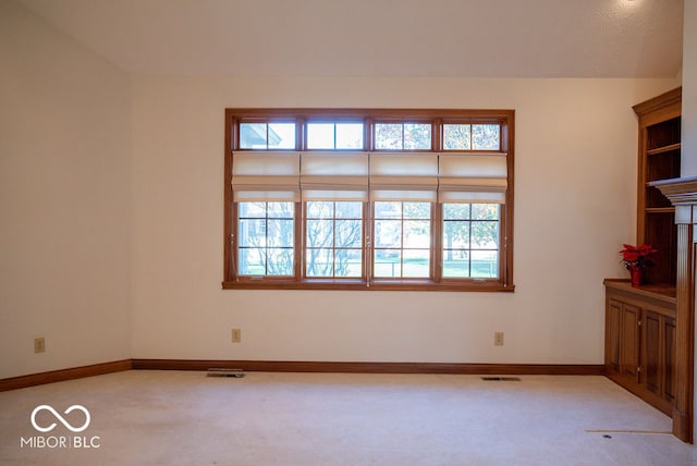 empty room featuring light colored carpet and a textured ceiling