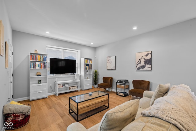 living room featuring light wood-type flooring