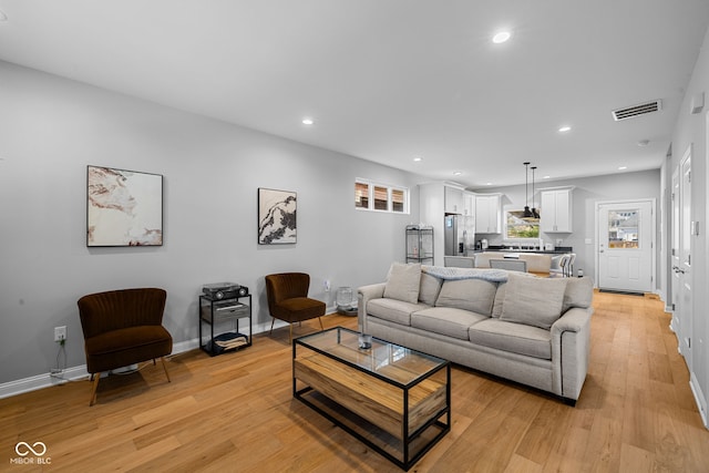 living room featuring light hardwood / wood-style flooring