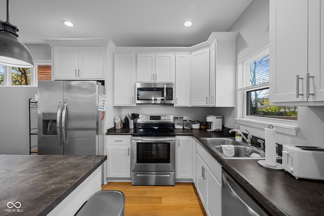 kitchen with white cabinetry, sink, and appliances with stainless steel finishes