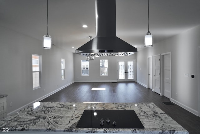 entryway featuring french doors and dark hardwood / wood-style floors