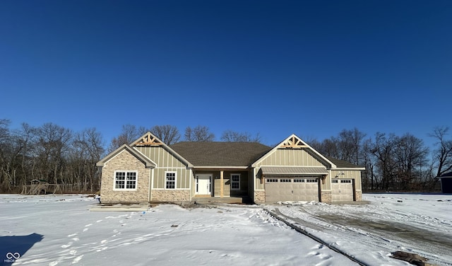 craftsman inspired home featuring a garage