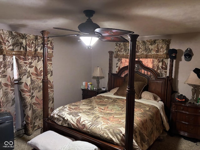 bedroom with carpet and ceiling fan