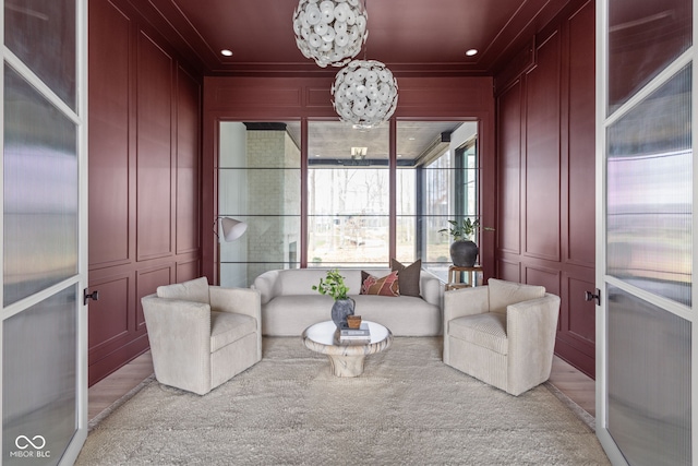 sitting room with light colored carpet