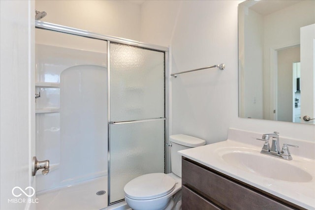 1105 Gatewick Ct, Greenwood, IN 46143 - bathroom with a stall shower, toilet, and vanity