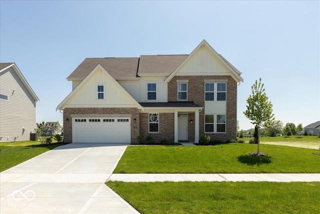 1105 Gatewick Ct, Greenwood, IN 46143 - view of front of home featuring board and batten siding, a front yard, driveway, and a garage