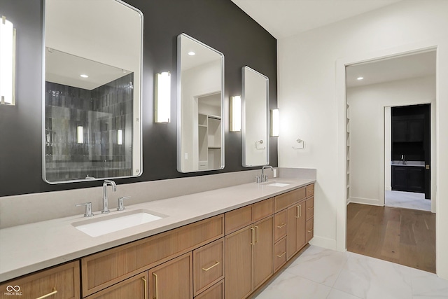 5469 Harness Dr, Greenwood, IN 46143 - full bathroom with double vanity and recessed lighting