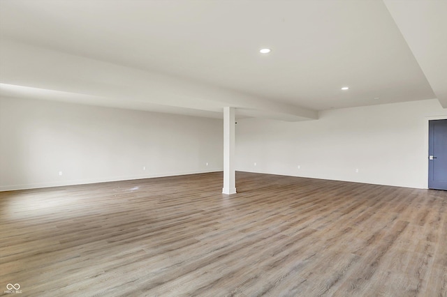 5469 Harness Dr, Greenwood, IN 46143 - unfurnished living room featuring light wood-style flooring, recessed lighting, and baseboards