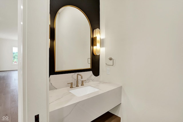 5469 Harness Dr, Greenwood, IN 46143 - bathroom featuring vanity and wood finished floors