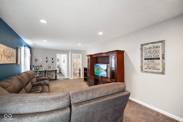 living room featuring carpet floors