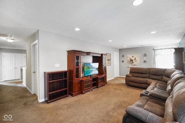 living room with carpet