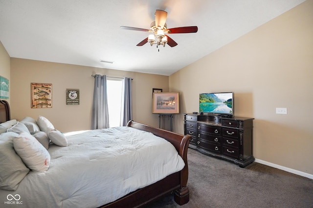 bedroom with carpet floors and ceiling fan