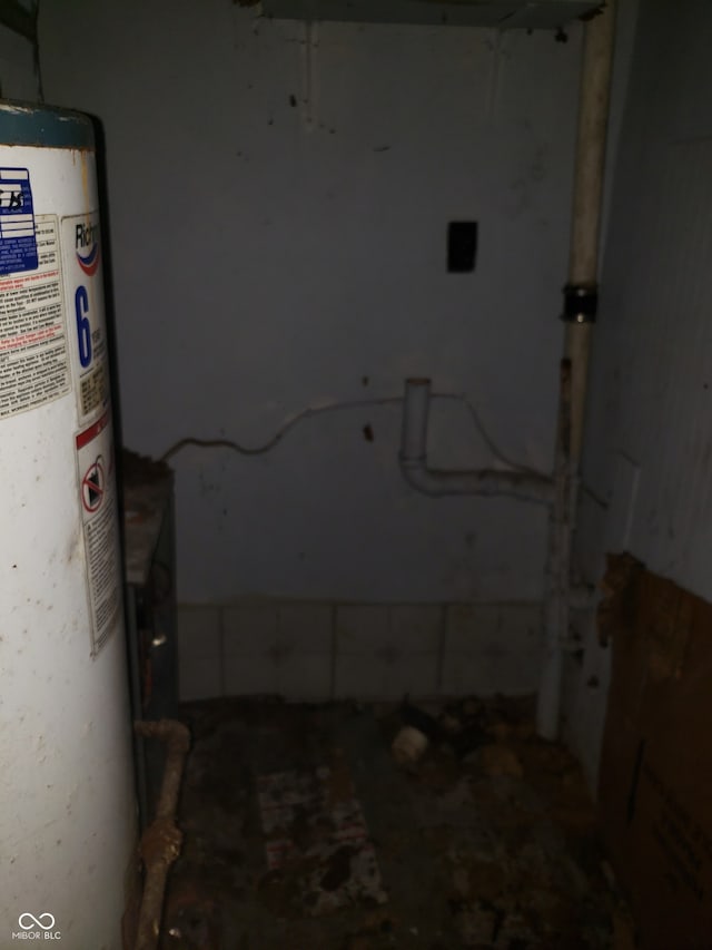 basement featuring gas water heater