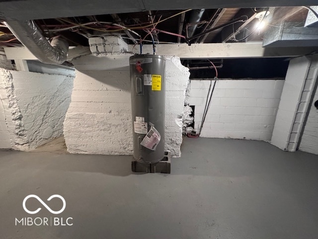 basement with electric water heater