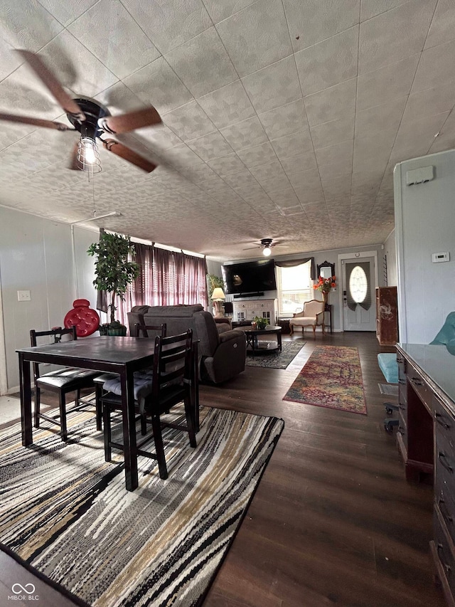 dining room featuring hardwood / wood-style floors and ceiling fan