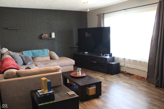 living room with hardwood / wood-style flooring