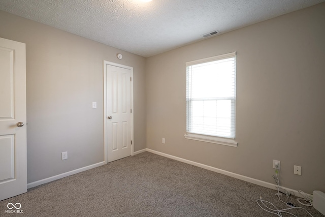 carpeted spare room featuring a textured ceiling and plenty of natural light